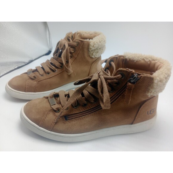 UGG Chestnut Leather High Top Lace Up Zipper Boots 1019716 Womens Sz 8 - Picture 7 of 12